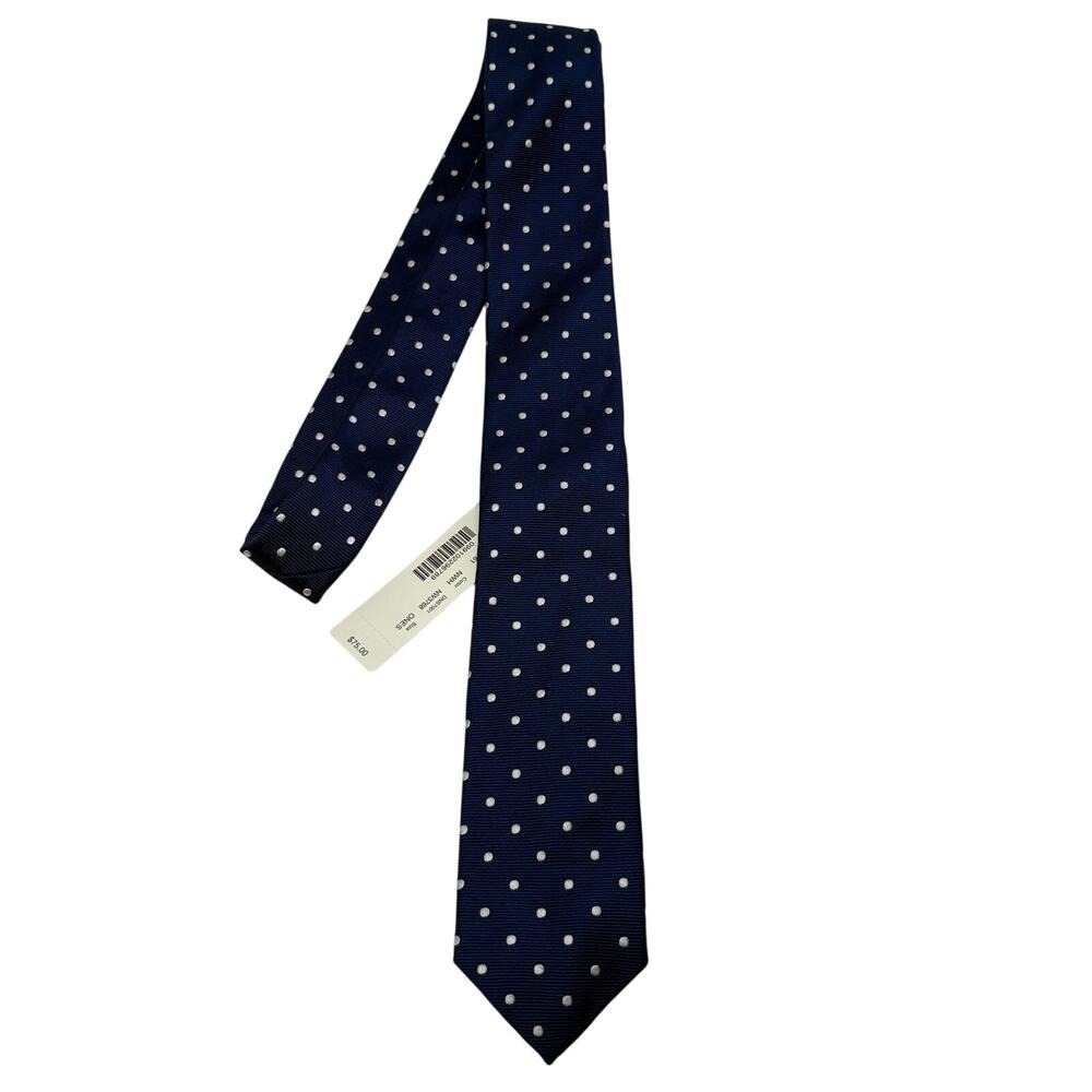 NEW! J Crew 100% Silk Polka Dot Tie Blue White Skinny Formal